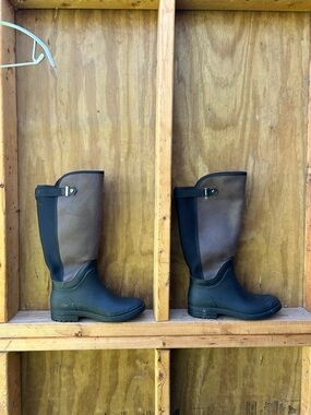 Kamik Olive and Brown Tall Women's Waterproof Rain Boots